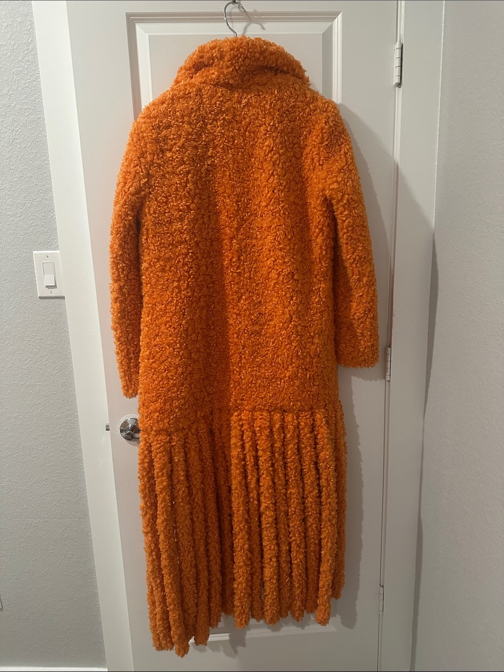 INC International Concepts Orange Teddy Fringe Long Coat - Picture 6 of 8